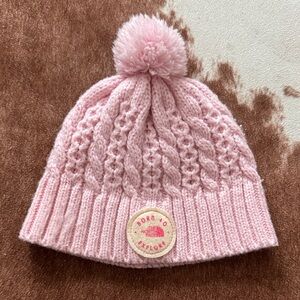 The North Face Pink Cable Knit Kids Beanie